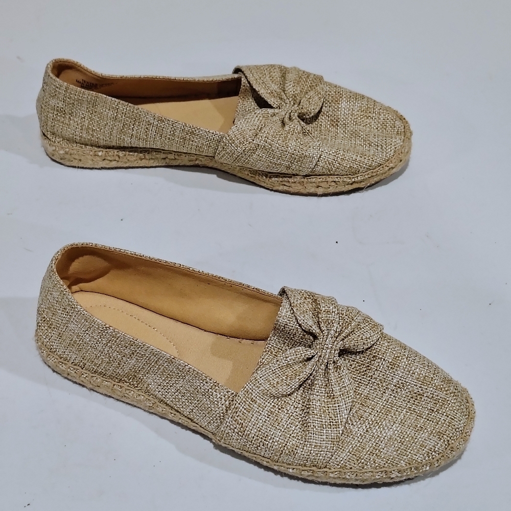 Talbots Women's Textured Beige Slip-On Espadrilles Size 8